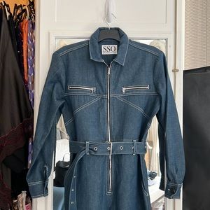 Second skin overalls jumpsuit raw denim small blue